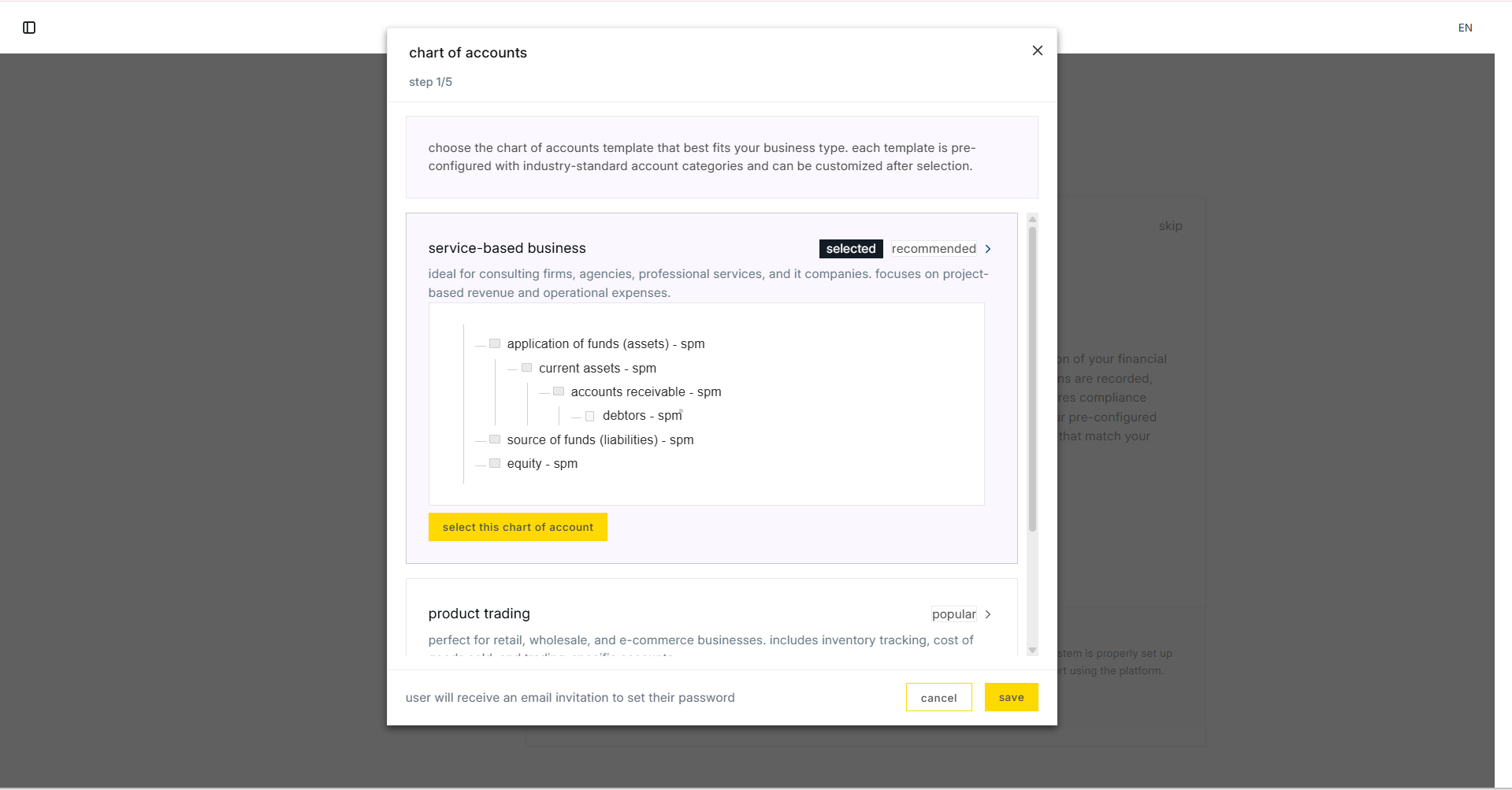 Chart of Accounts Step