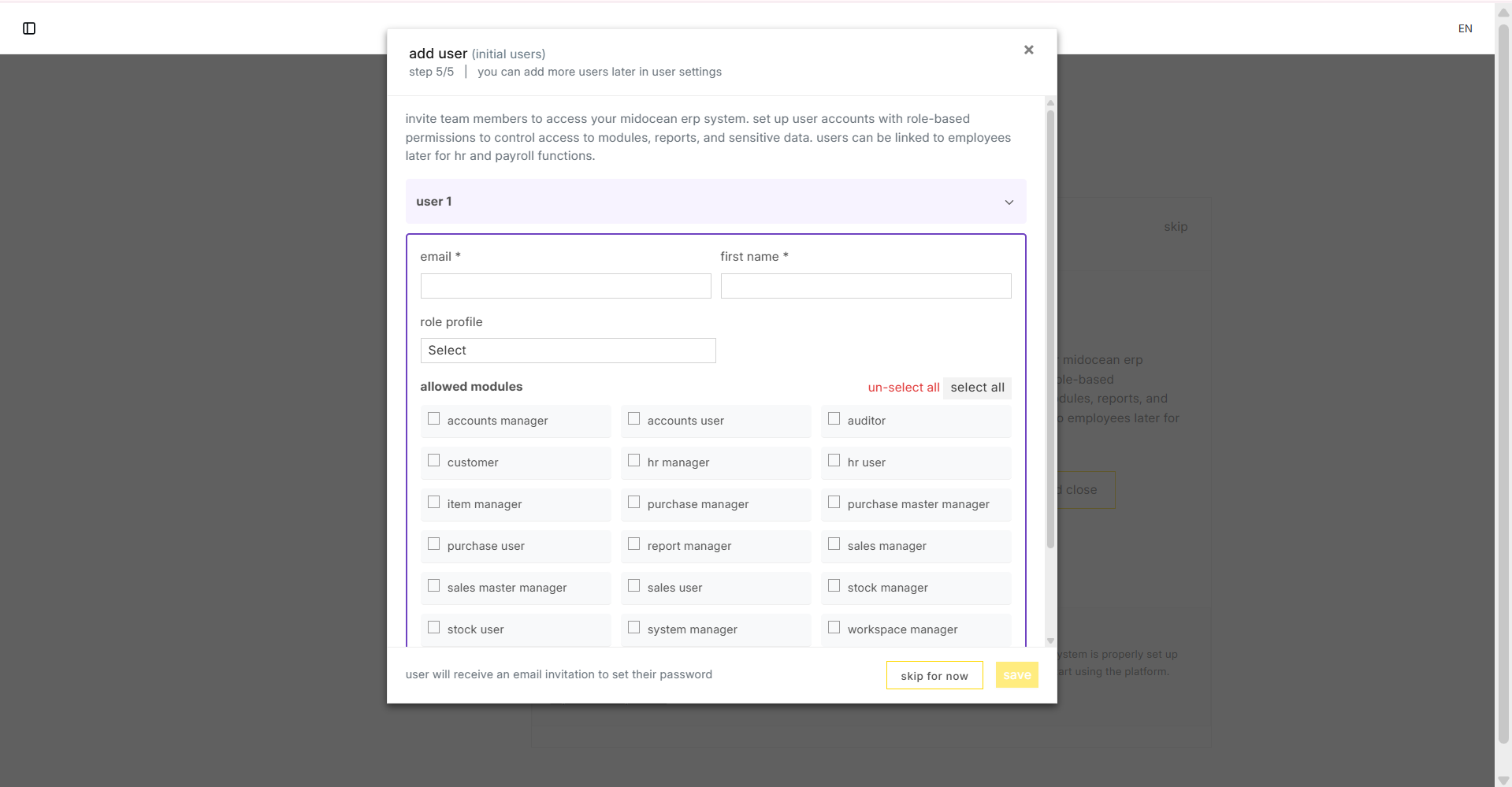 User Management Step